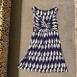 Tart Navy and White Twist Front Midi Dress Sleeveless Size Small